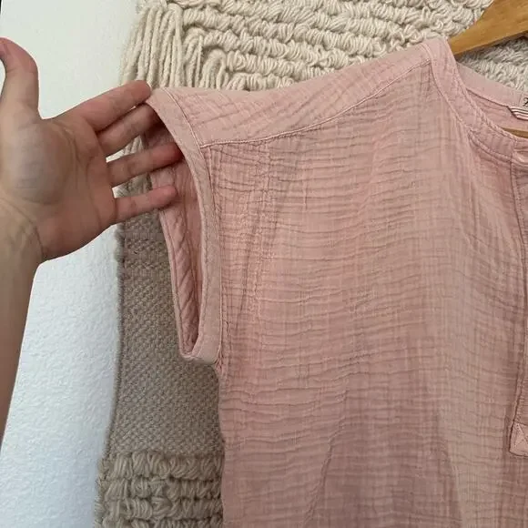 Faherty Dream Cotton Gauze Desmond Blouse - Picture 5 of 7